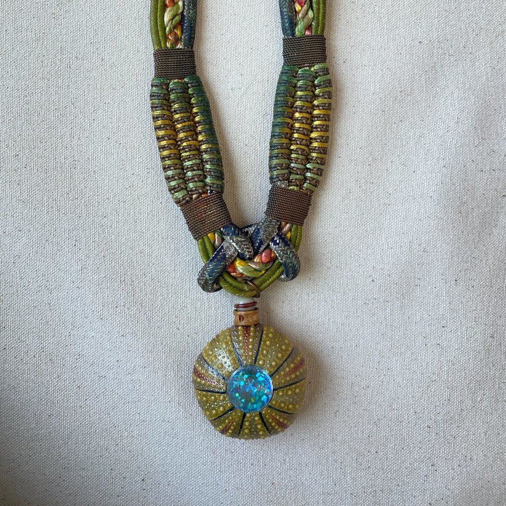 Alex + Lee Vintage Sea Urchin Art to Wear Woven Necklace.